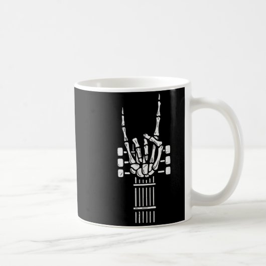 Rock On Skeleton Hand Guitar Guitarist Funny Music Kaffeetasse (Rechts)