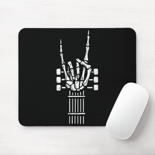 Rock On Skeleton Hand Guitar Guitarist Funny Music Mousepad (Mit Mouse)