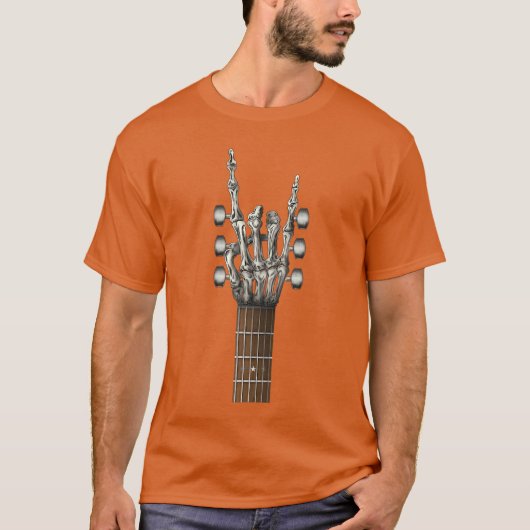 Rock On Skeleton Hand Guitar Rock Roll Men Women R T-Shirt (Vorderseite)