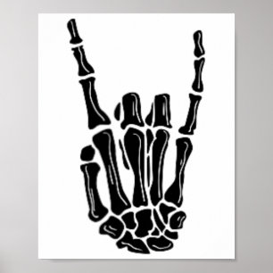Rock on Skeleton Hand Halloween Poster