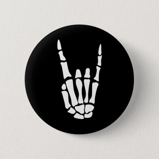 Rock on Skeleton Hand Sign - Minimalistisches Hall Button (Vorderseite)