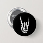 Rock on Skeleton Hand Sign - Minimalistisches Hall Button (Vorne & Hinten)