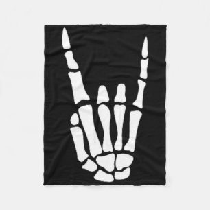 Rock on Skeleton Hand Sign - Minimalistisches Hall Fleecedecke