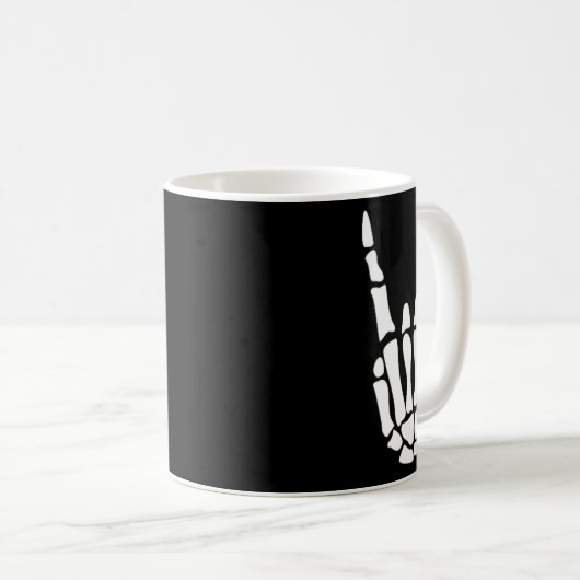 Rock on Skeleton Hand Sign - Minimalistisches Hall Kaffeetasse (VorderseiteRechts)