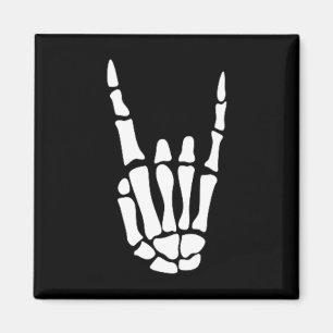 Rock on Skeleton Hand Sign - Minimalistisches Hall Magnet