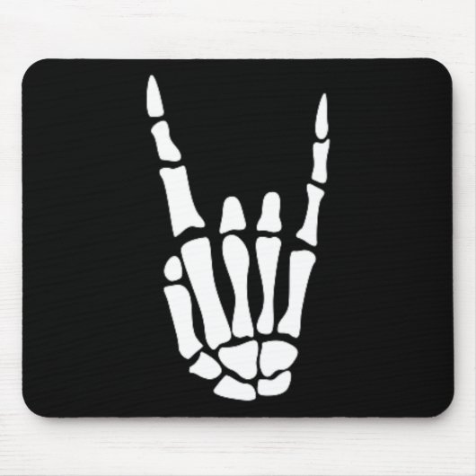 Rock on Skeleton Hand Sign - Minimalistisches Hall Mousepad (Vorne)