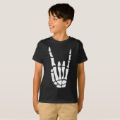 Rock on Skeleton Hand Sign - Minimalistisches Hall T-Shirt (Vorne ganz)