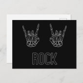 Rock on Skeleton Hands Einladungspostkarte (Vorne/Hinten)