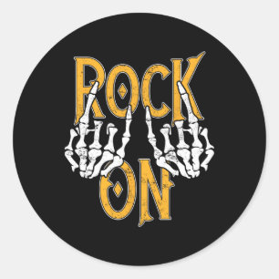 Rock on Skeleton Hands Rock and Roll Metal Konzert Runder Aufkleber