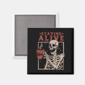 Rock on Skeleton Hands - Spooky Halloween Rock Byn Magnet (Vorderseite/Rückseite)