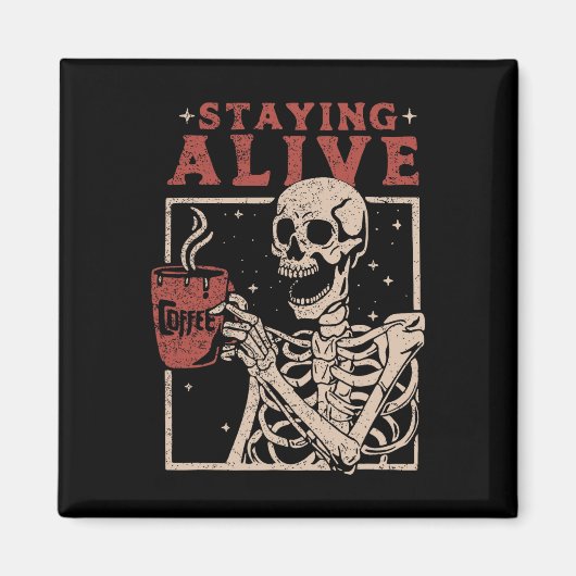 Rock on Skeleton Hands - Spooky Halloween Rock Byn Magnet (Vorne)