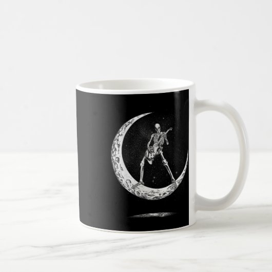 Rock on Skeleton Moon Rock und Roll Funny Hallowee Kaffeetasse (Rechts)