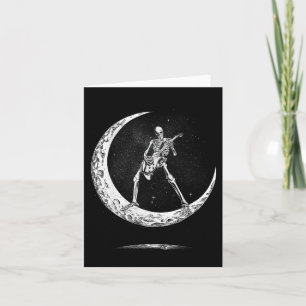 Rock on Skeleton Moon Rock und Roll Funny Hallowee Karte