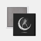 Rock on Skeleton Moon Rock und Roll Funny Hallowee Magnet (Vorderseite/Rückseite)