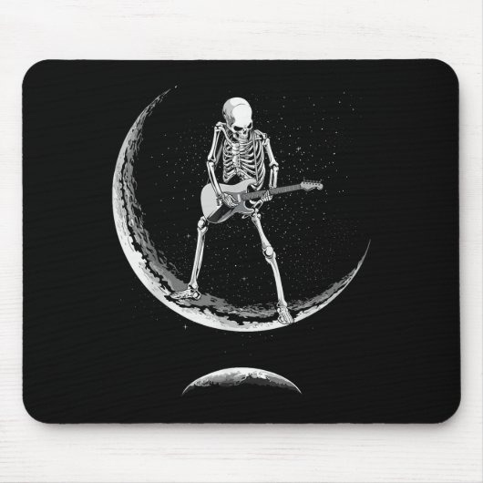 Rock On Skeleton Moon Shirt - Funny Halloween Rock Mousepad (Vorne)