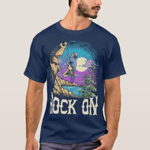Rock on Skeleton Night Rock Climber Vollmond Clim T-Shirt