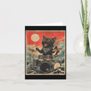 Rock On Vintage-Drummer-Katze Cooler Band-Stil-Ges Karte
