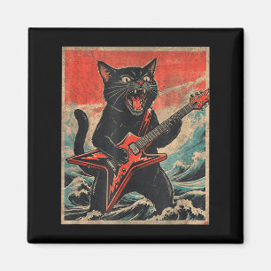 Rock On Vintage Gitarrist Katze Cooler Band Stil G Magnet