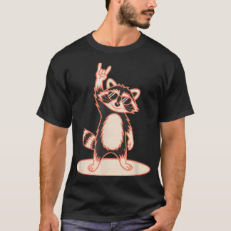 Rock On Waschbär mit Sonnenbrille Humor Musik Meta T-Shirt