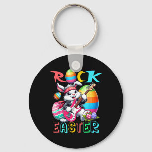 Rock-Oster-Kostüm-Hase spielt Gitarre Gitarrist Schlüsselanhänger