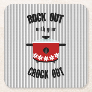 Rock Out mit deinem Crock Out Rot Schwarz Streifen Rechteckiger Pappuntersetzer