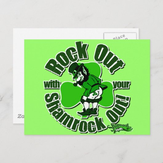 Rock out mit deinem Kleeblatt! Postkarte (Vorne/Hinten)