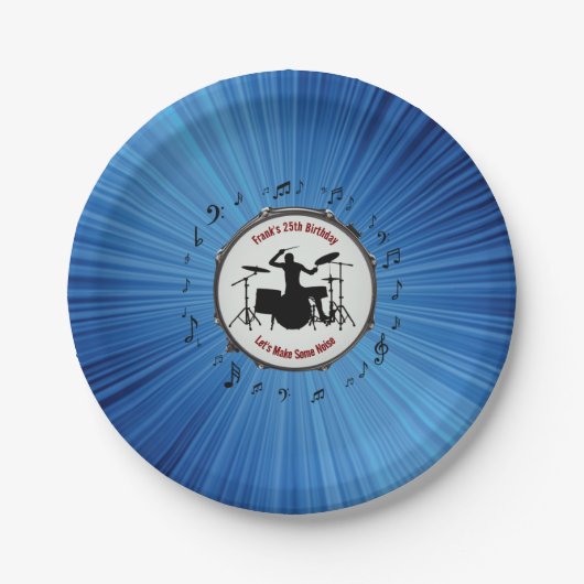 Rock Out mit Drummer Birthday Party Paper Tellern Pappteller (Vorderseite)