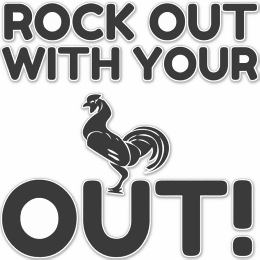 Rock Out Rooster Aufkleber (Vorderseite)