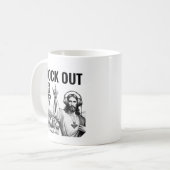 Rock Out with your Flock Out! - Funny Jesus Meme Kaffeetasse (Vorderseite Links)