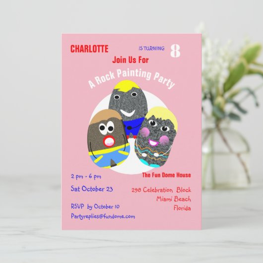 Rock Painting Community Personalisiert Hashtag Einladung (Stehend Vorderseite)