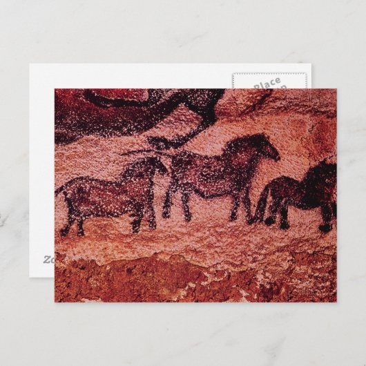 Rock painting of tarpans, um 17000 v. Chr. Postkarte (Vorne/Hinten)