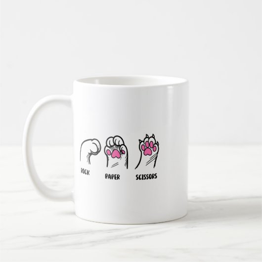 Rock Paper Schere Cat Paws Funny Cat Lover Kitte Kaffeetasse (Links)