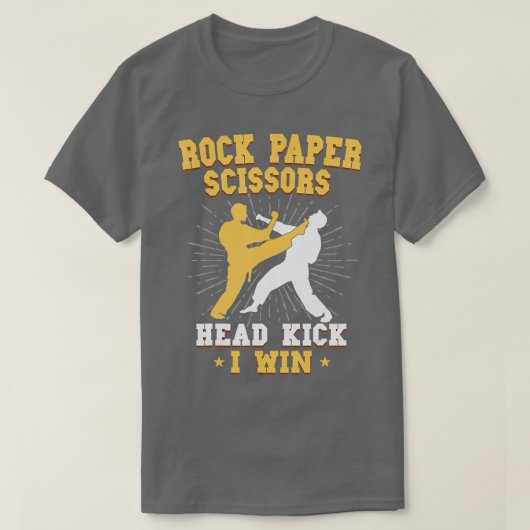 Rock Paper Schere Kopf Kick I Win Taekwondo Mart T-Shirt (Design vorne)