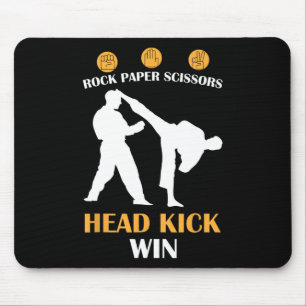 Rock Paper Schere Kopf Kick I Win Yellow Karate Mousepad