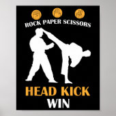 Rock Paper Schere Kopf Kick I Win Yellow Karate Poster (Vorne)