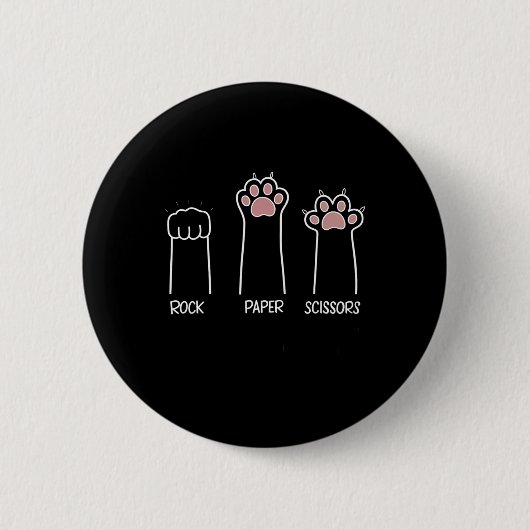 Rock Paper Schere Paw Game Cat Liebe Pet Enthusia Button (Vorderseite)