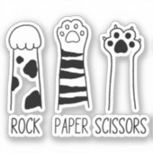 Rock Paper Scheren Adorable Cat Paws Funny Aufkleber (Vorderseite)