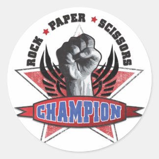 Rock, Paper, Scheren Champion Runder Aufkleber