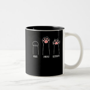 Rock Paper Scheren Handspiel Niedlich Paw Funny Ca Zweifarbige Tasse