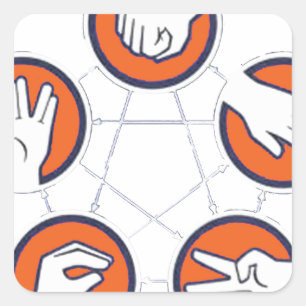 Rock Paper Scissard Lizard Spock Quadratischer Aufkleber