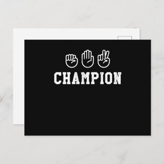 Rock Paper Scisser Champion Hand Sign Champ Print Postkarte (Vorne/Hinten)