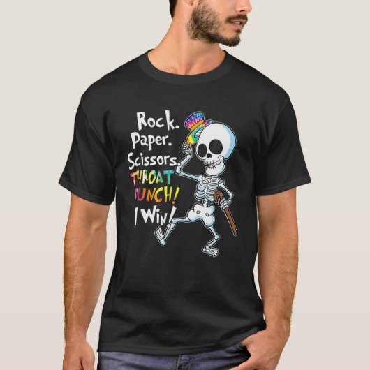 Rock Paper Scisson Throat Punch I Win Skeleton Rai T-Shirt (Vorderseite)