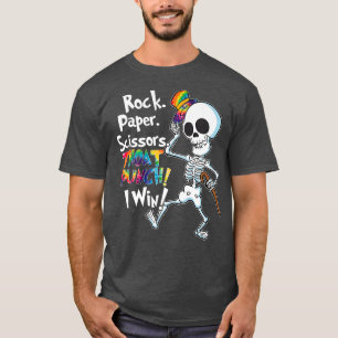 Rock Paper Scisson Throat Punch I Win Skeleton Rai T-Shirt