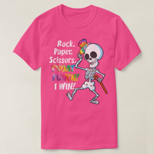 Rock Paper Scisson Throat Punch I Win Skeleton Rai T-Shirt (Design vorne)