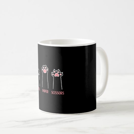 Rock Paper Scissor Cat Paws Funny Kaffeetasse (VorderseiteRechts)