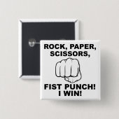 Rock Paper Scissor Fist Punch Funny Button Abzeich (Vorne & Hinten)