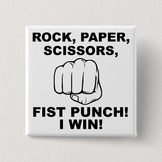 Rock Paper Scissor Fist Punch Funny Button Abzeich (Vorderseite)