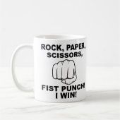 Rock Paper Scissor Fist Punch Funny Mug Kaffeetasse (Links)