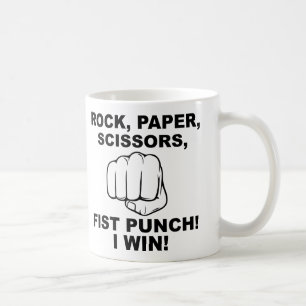 Rock Paper Scissor Fist Punch Funny Mug Kaffeetasse
