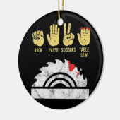 Rock Paper Scissor Table Saw Woodwork Keramik Ornament (Links)